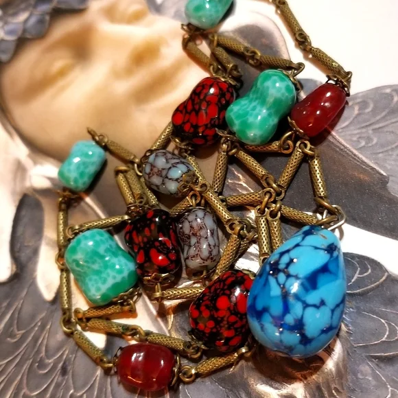 RARE Antique Venetian BORO Glass Necklace - Picture 4 of 9